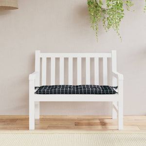 VidaXL Tuinbankkussen ruitpatroon 110x50x7 cm stof zwart