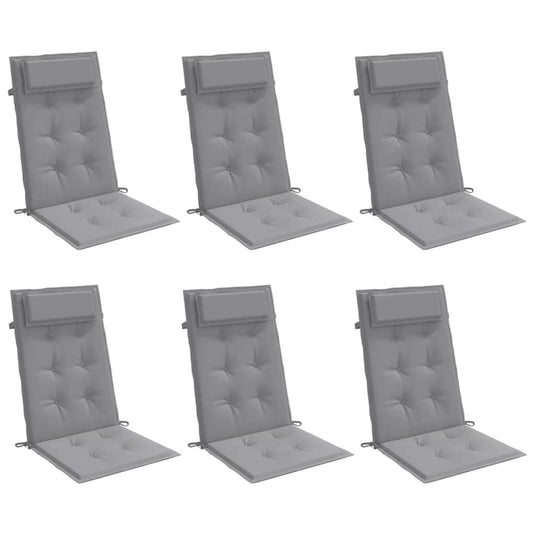 Vidaxl stoelkussens 6 st hoge rug oxford stof grijs