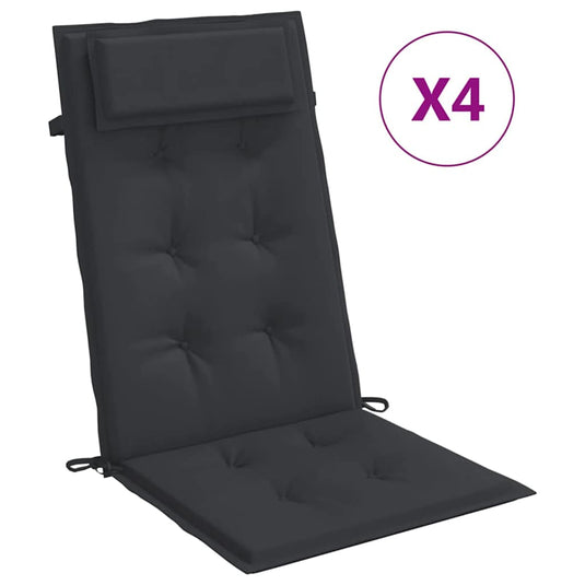 Vidaxl stoelkussens 4 st hoge rug oxford stof zwart