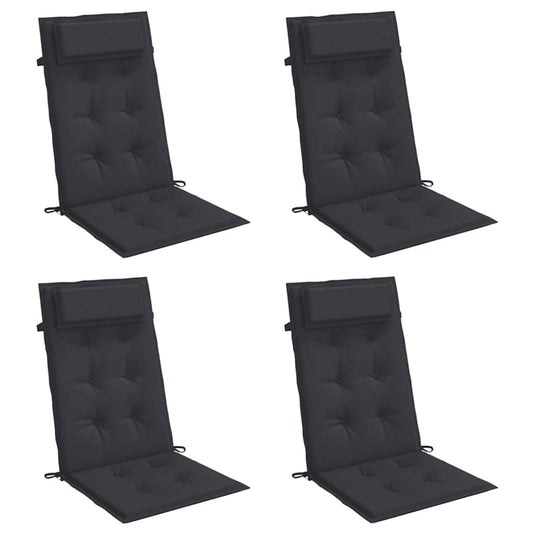 Vidaxl stoelkussens 4 st hoge rug oxford stof zwart