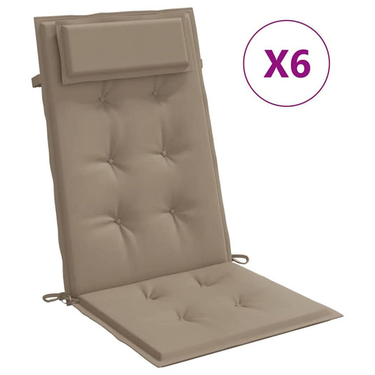 Vidaxl stoelkussens 6 st hoge rug oxford stof taupe