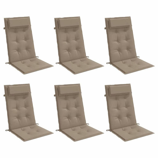 Vidaxl stoelkussens 6 st hoge rug oxford stof taupe