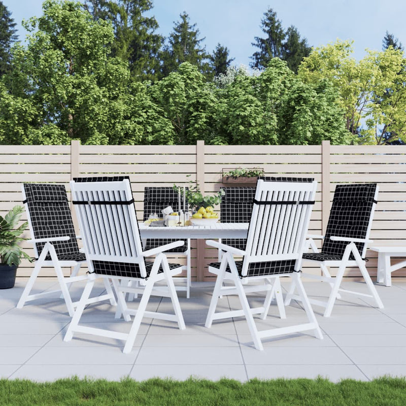 Load image into Gallery viewer, Vidaxl stoelkussens 6 st hoge rug ruitpatroon oxford stof zwart
