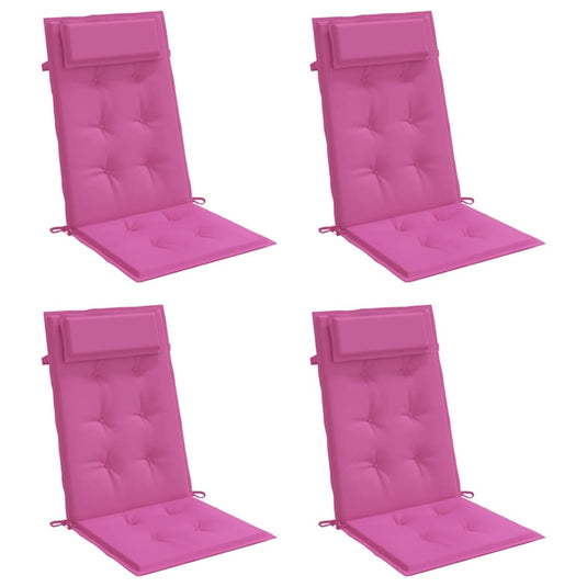 Vidaxl stoelkussens 4 st hoge rug oxford stof roze