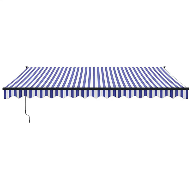 Afbeelding laden in galerijviewer, Vidaxl luifel uittrekbaar 4x3 m stof en aluminium blauw en wit
