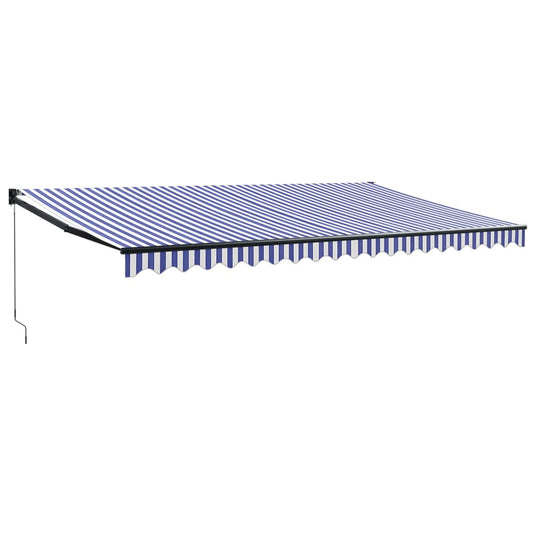 Vidaxl luifel uittrekbaar 5x3 m stof en aluminium blauw en wit