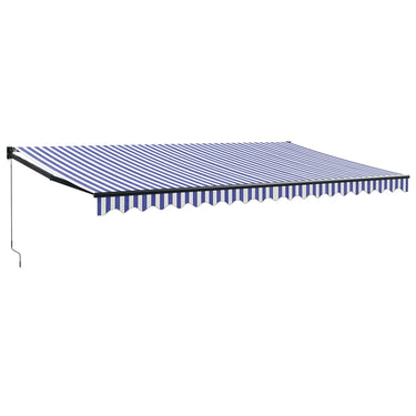 Vidaxl luifel uittrekbaar 5x3 m stof en aluminium blauw en wit
