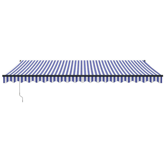 Vidaxl luifel uittrekbaar 5x3 m stof en aluminium blauw en wit