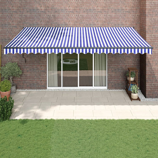 Vidaxl luifel uittrekbaar 5x3 m stof en aluminium blauw en wit