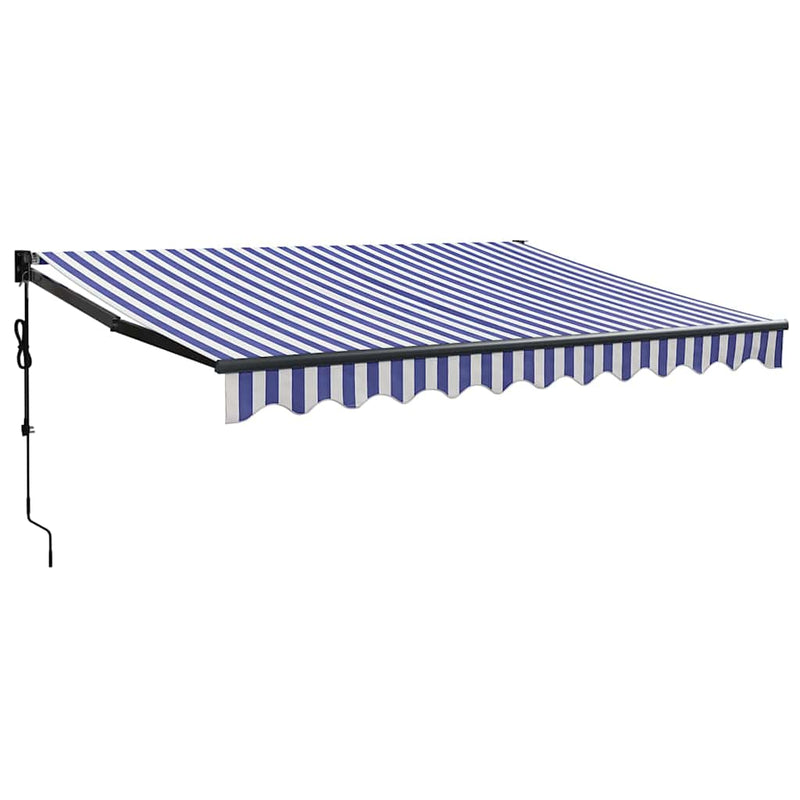 ギャラリービューアに画像をロードする, Vidaxl luifel elektrisch uitschuifbaar 3,5x2,5 m blauw en wit
