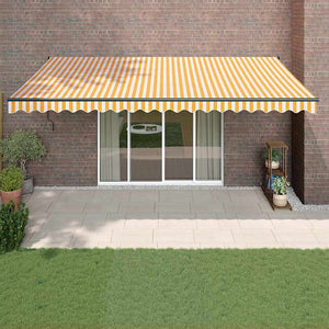 Vidaxl luifel automatisch uitschuifbaar 5x3 m geel en wit