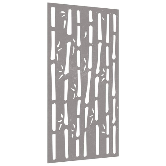 Vidaxl wanddecoratie tuin bamboe-ontwerp 105x55 cm cortenstaal