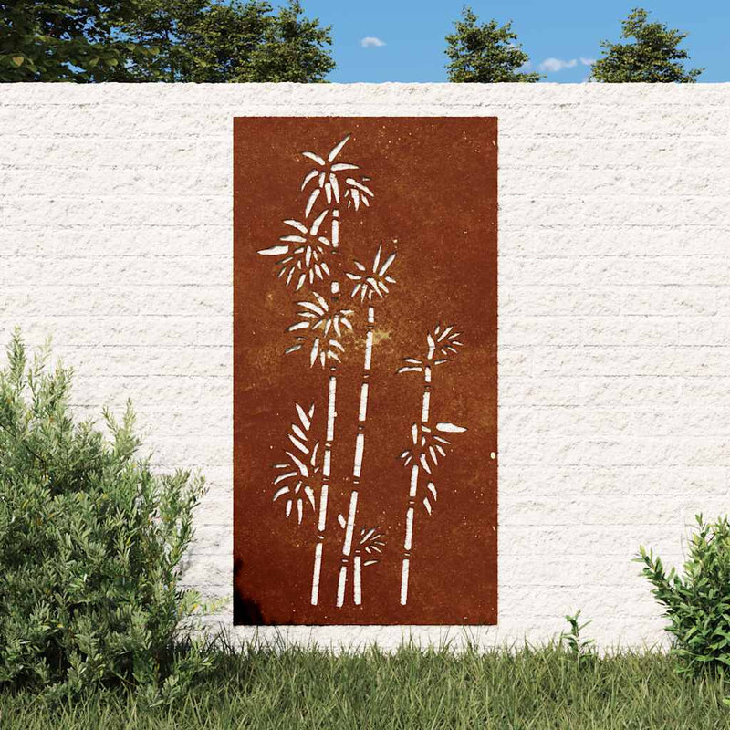 Laden Sie das Bild in Galerie -Viewer, Vidaxl wanddecoratie tuin bamboe-ontwerp 105x55 cm cortenstaal
