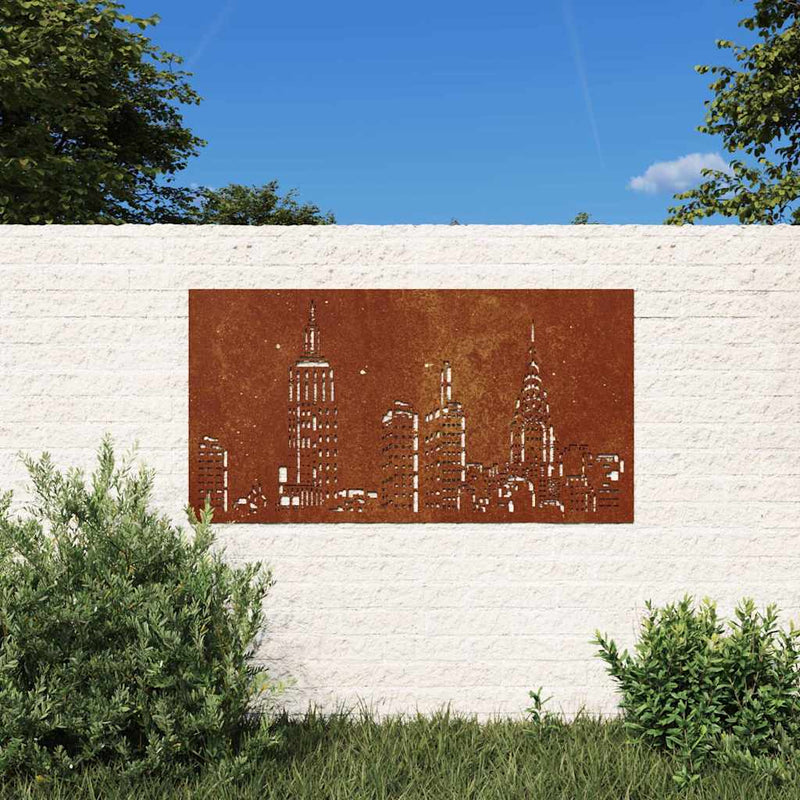Afbeelding laden in galerijviewer, Vidaxl wanddecoratie tuin skyline-ontwerp 105x55 cm cortenstaal

