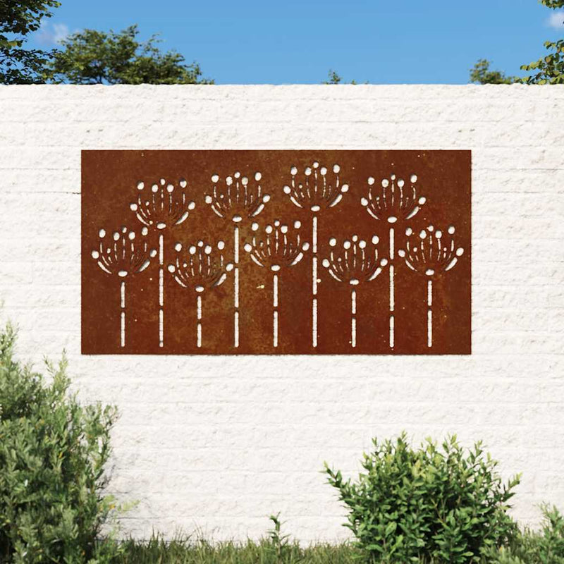 Load image into Gallery viewer, Vidaxl wanddecoratie tuin bloemenontwerp 105x55 cm cortenstaal
