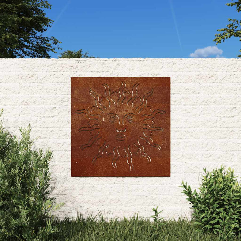 Load image into Gallery viewer, Vidaxl wanddecoratie tuin zonontwerp 55x55 cm cortenstaal
