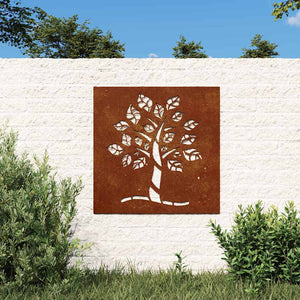 Vidaxl wanddecoratie tuin boomontwerp 55x55 cm cortenstaal