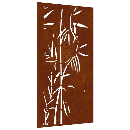 Vidaxl wanddecoratie tuin bamboe-ontwerp 105x55 cm cortenstaal