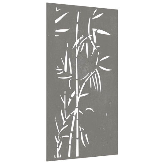 Vidaxl wanddecoratie tuin bamboe-ontwerp 105x55 cm cortenstaal