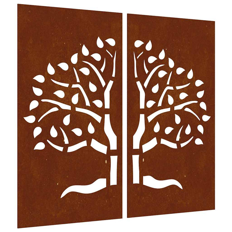 Load image into Gallery viewer, Vidaxl wanddecoratie tuin 2 st boomontwerp 105x55 cm cortenstaal
