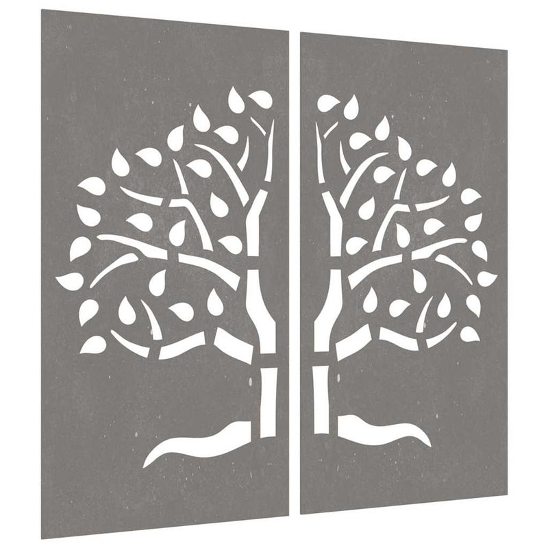 Load image into Gallery viewer, Vidaxl wanddecoratie tuin 2 st boomontwerp 105x55 cm cortenstaal
