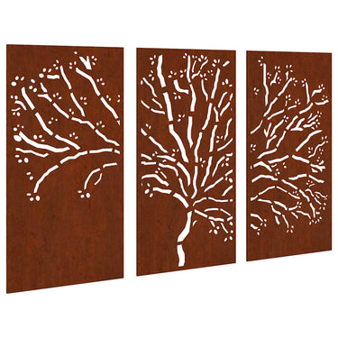 Vidaxl 3-delige tuindecoratieset boomontwerp 105x55 cm cortenstaal