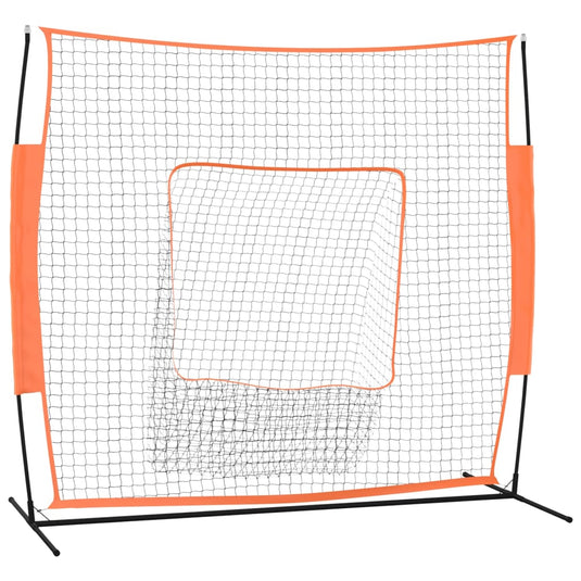 VidaXL Honkbalnet draagbaar 219x107x212 cm staal polyester rood zwart