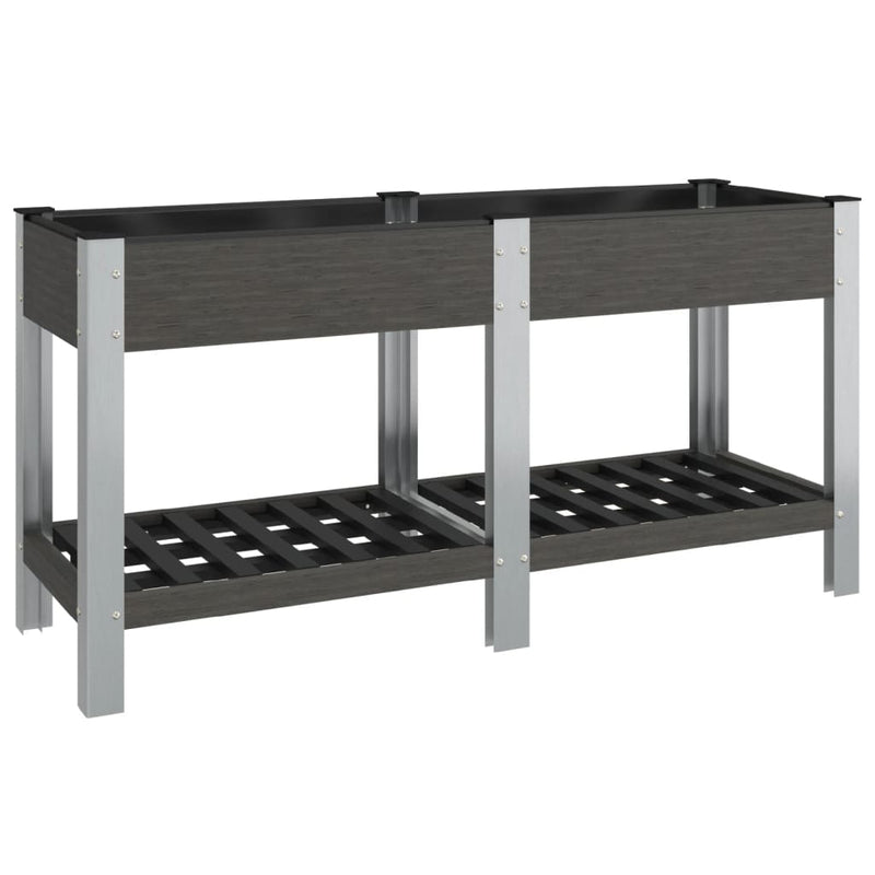 Load image into Gallery viewer, Vidaxl plantenbak verhoogd met schap 150x50x75 cm hkc grijs
