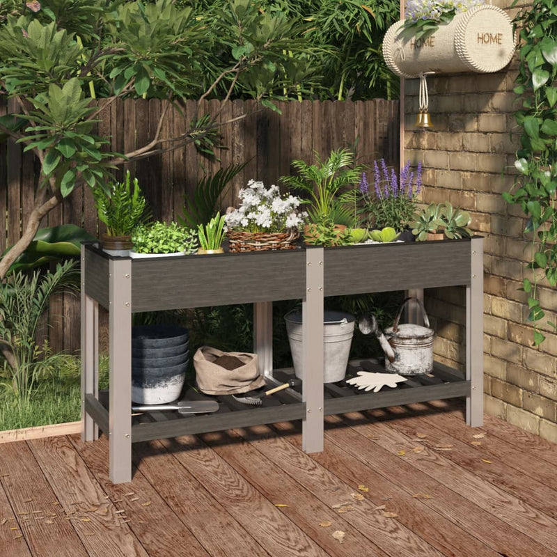 Load image into Gallery viewer, Vidaxl plantenbak verhoogd met schap 150x50x75 cm hkc grijs
