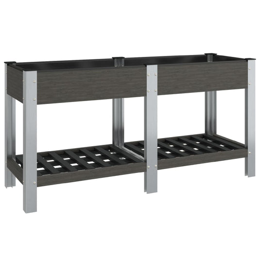 Vidaxl plantenbak verhoogd met schap 175x50x75 cm hkc grijs