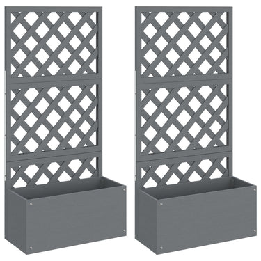 Vidaxl plantenbakken met latwerk 2 st 65x33x135 cm hkc grijs