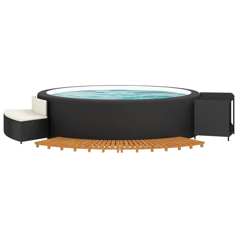 Load image into Gallery viewer, Vidaxl hottub-ombouw poly rattan en massief acaciahout zwart
