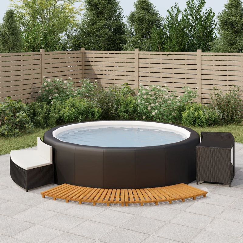 Load image into Gallery viewer, Vidaxl hottub-ombouw poly rattan en massief acaciahout zwart
