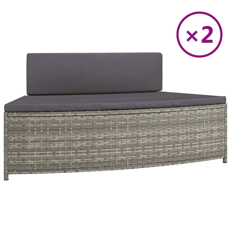 Load image into Gallery viewer, Vidaxl spa-bankjes met kussens 2 st poly rattan grijs
