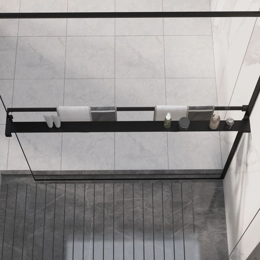 Vidaxl doucheschap voor inloopdouchewand 118 cm aluminium zwart