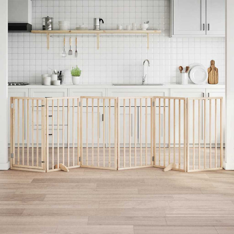 ギャラリービューアに画像をロードする, Vidaxl hondenhek met deur opvouwbaar 6 panelen 300 cm populierenhout
