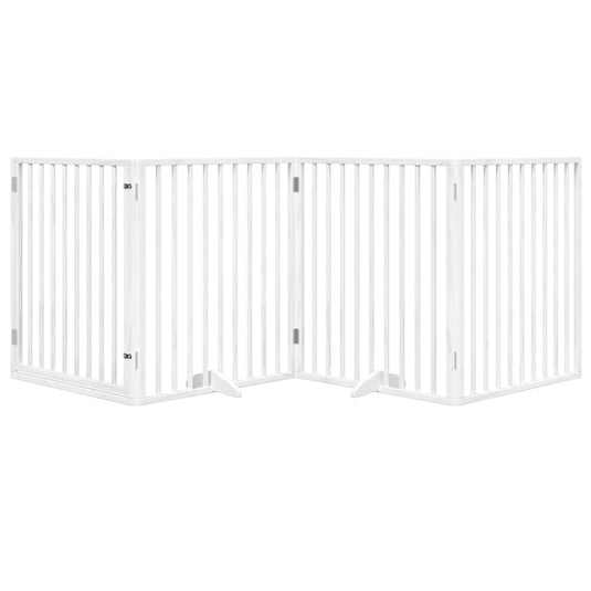 Vidaxl hondenhek met deur opvouwbaar 4 panelen wit 320 cm populierenhout