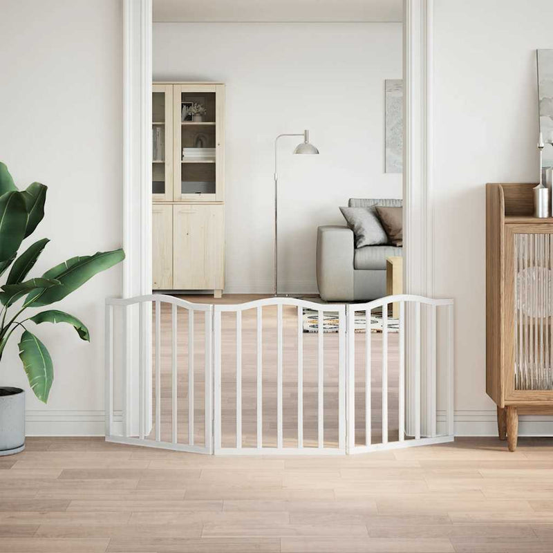 Load image into Gallery viewer, Vidaxl hondenhek inklapbaar 3 panelen 150 cm populierenhout wit
