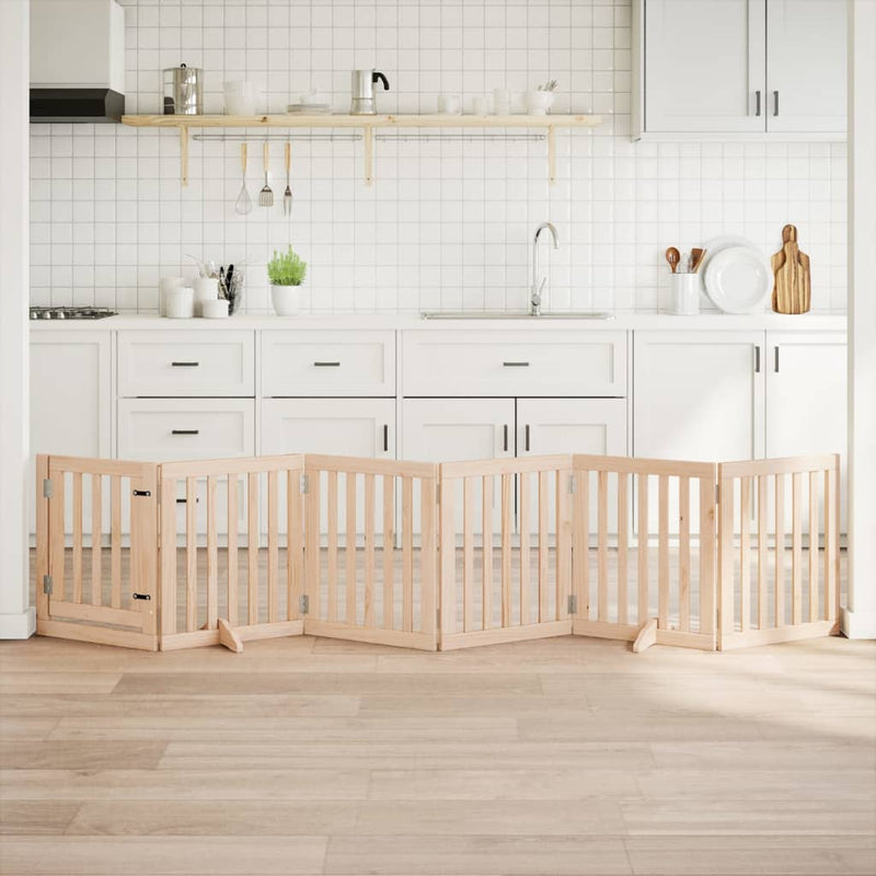 Load image into Gallery viewer, Vidaxl hondenhek met deur opvouwbaar 6 panelen 300 cm populierenhout
