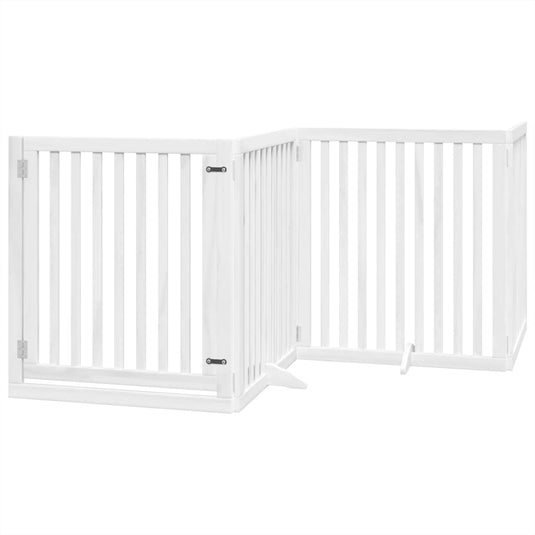Vidaxl hondenhek inklapbaar met deur 4 panelen 320 cm populierhout wit