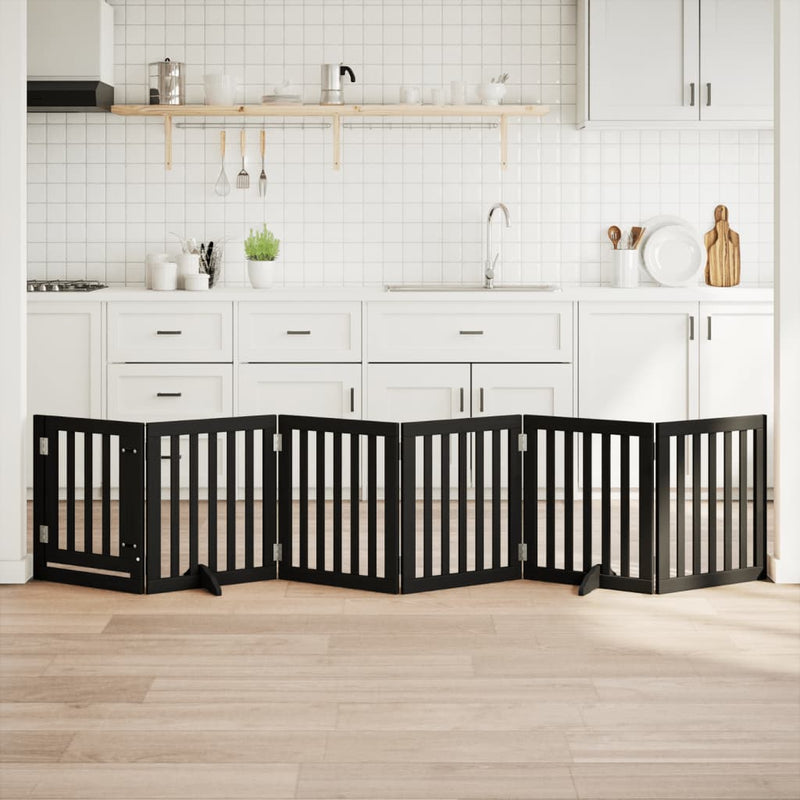 Load image into Gallery viewer, Vidaxl hondenhek inklapbaar 6 panelen 300 cm populierenhout zwart
