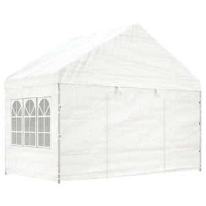 Vidaxl prieel met dak 4,08x2,23x3,22 m polyetheen wit
