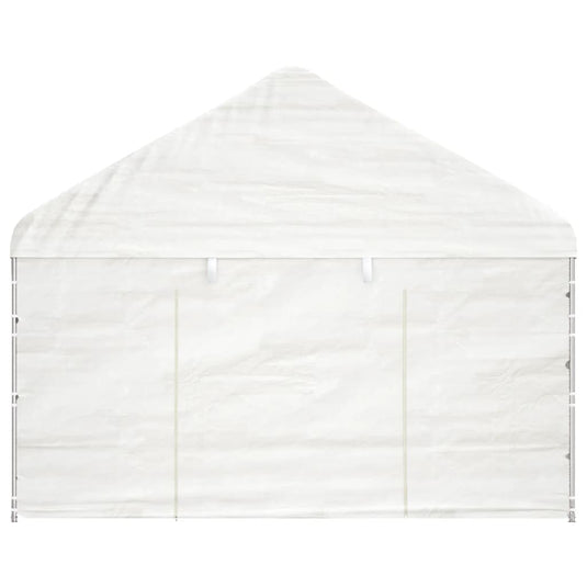 Vidaxl prieel met dak 4,08x2,23x3,22 m polyetheen wit