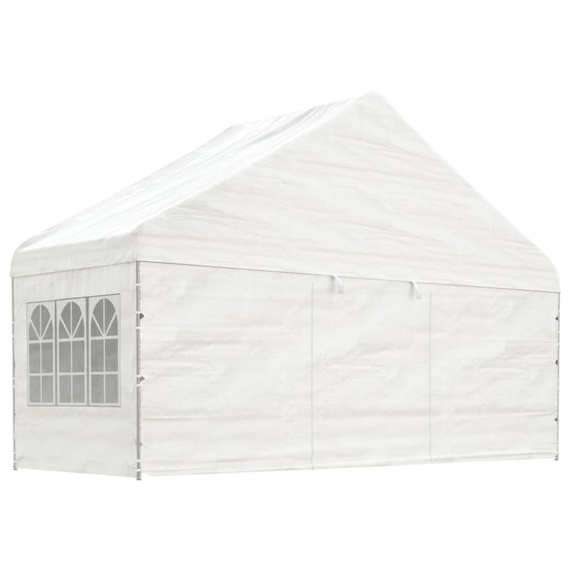 Load image into Gallery viewer, VidaXL Prieel met dak 5,88x2,23x3,75 m polyetheen wit
