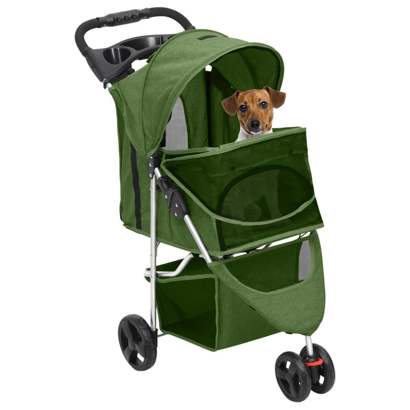 Load image into Gallery viewer, Vidaxl hondenwagen inklapbaar 80x46x98 cm oxford stof groen
