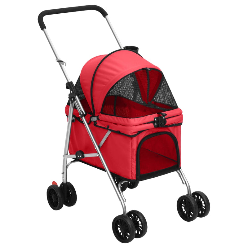 Afbeelding laden in galerijviewer, Vidaxl hondenwagen inklapbaar 76x50x100 cm oxford stof rood
