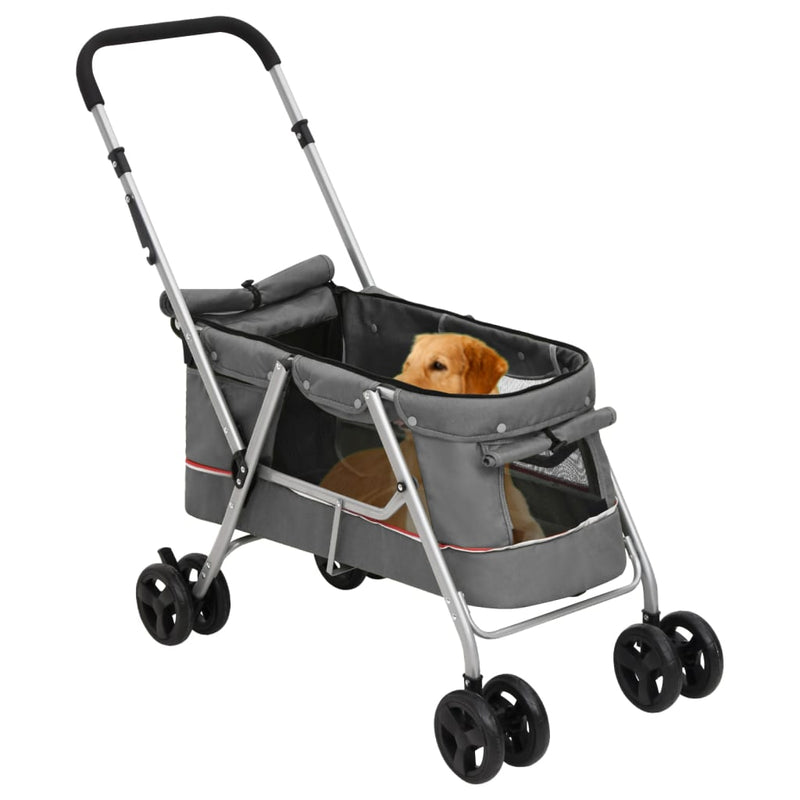 Afbeelding laden in galerijviewer, Vidaxl hondenwagen inklapbaar 100x49x96 cm linnenstof grijs
