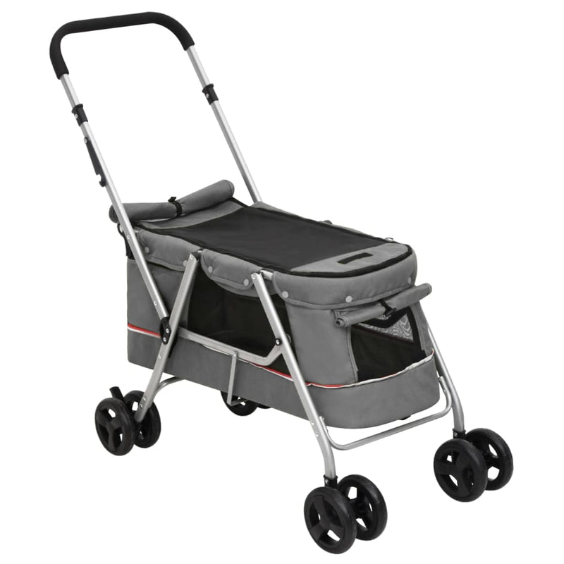 Afbeelding laden in galerijviewer, Vidaxl hondenwagen inklapbaar 100x49x96 cm linnenstof grijs
