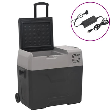 Vidaxl koelbox met wielen en adapter 40 l polypropeen zwart en grijs