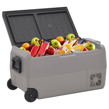 Vidaxl koelbox met wielen en adapter 50 l pp en pe zwart en grijs